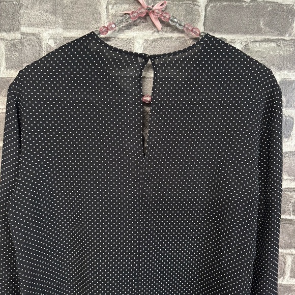 A.L.C. Black Polka Dot 100% Silk Jerry Blouse - Picture 12 of 13